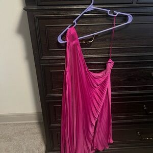 Banana Republic Vibrant Pink Pleated One Shoulder Dress